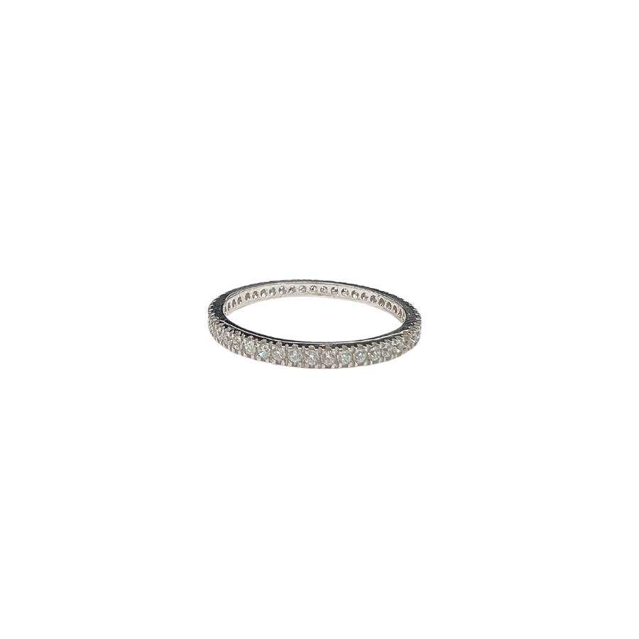 ANELLO VERETTA ETERNITY IN ORO BIANCO E ZIRCONI