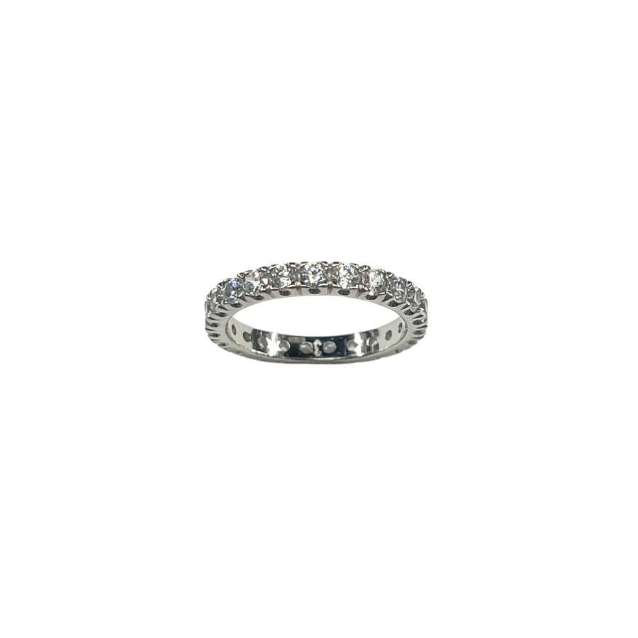 ANELLO VERETTA ETERNITY IN ORO BIANCO E ZIRCONI