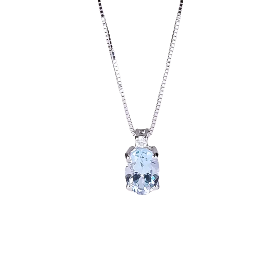 PENDENTE CON DIAMANTE E ACQUA MARINA
