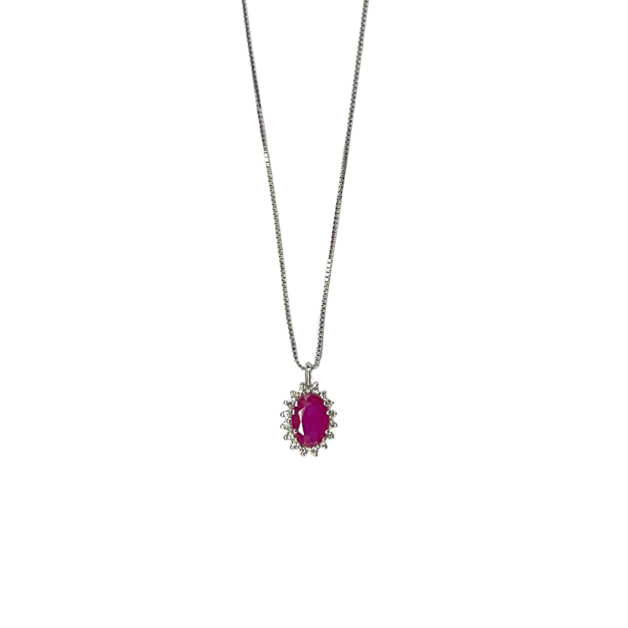 COLLANA IN ORO CON PENDENTE DI DIAMANTI E RUBINO Pe42