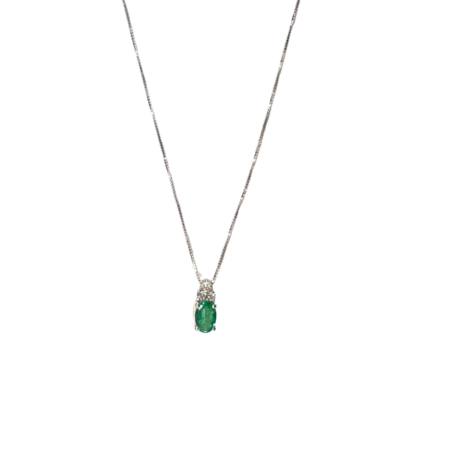 COLLANA IN ORO CON PENDENTE DI DIAMANTI E SMERALDO Pe44
