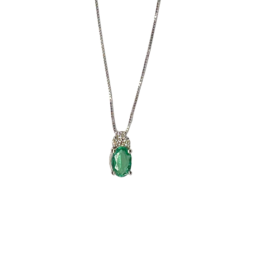 COLLANA IN ORO CON PENDENTE DI DIAMANTI E SMERALDO Pe44