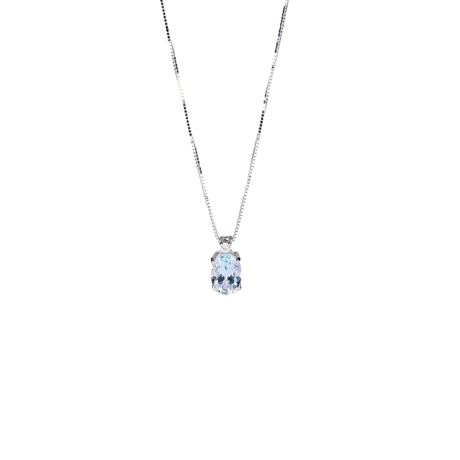 PENDENTE CON DIAMANTE E ACQUA MARINA