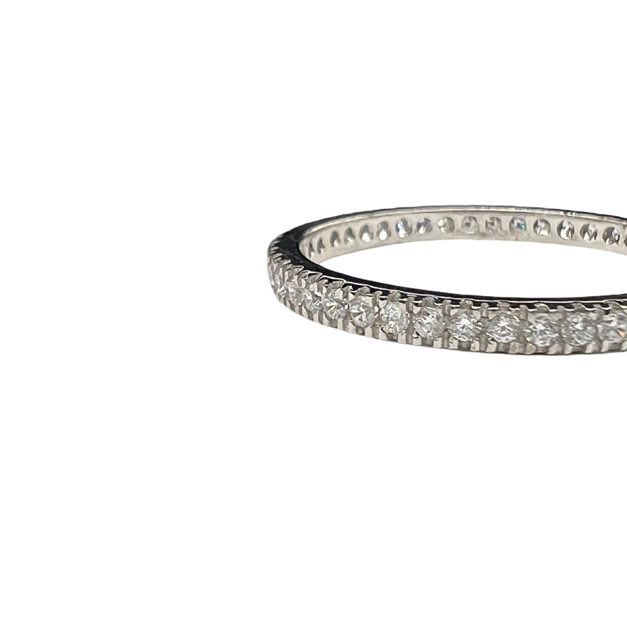 ANELLO VERETTA ETERNITY IN ORO BIANCO E ZIRCONI