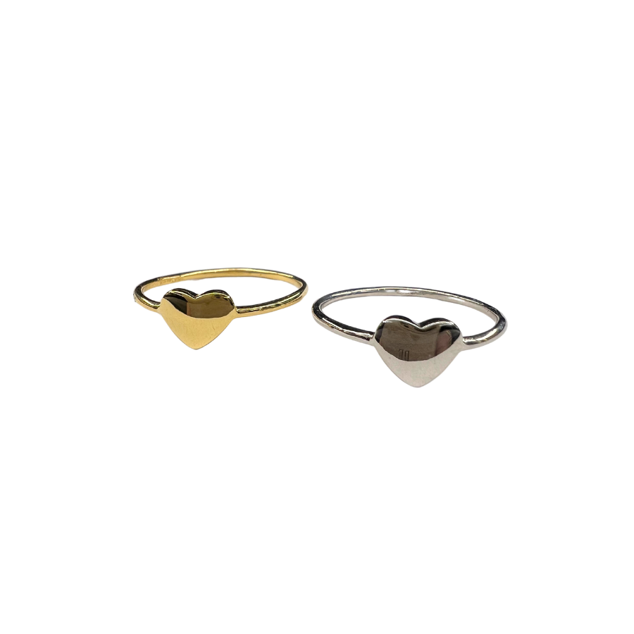 ANELLO CUORE PIENO IN ORO BIANCO O GIALLO