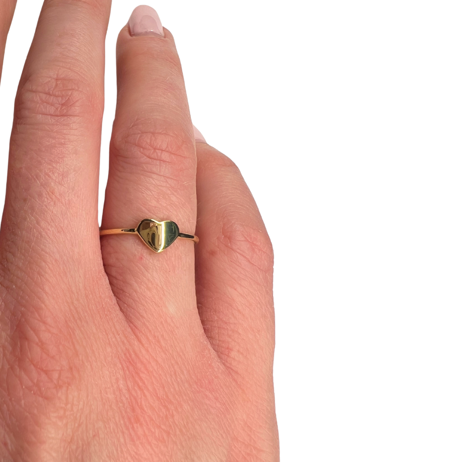 ANELLO CUORE PIENO IN ORO BIANCO O GIALLO