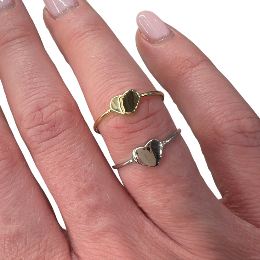 ANELLO CUORE PIENO IN ORO BIANCO O GIALLO