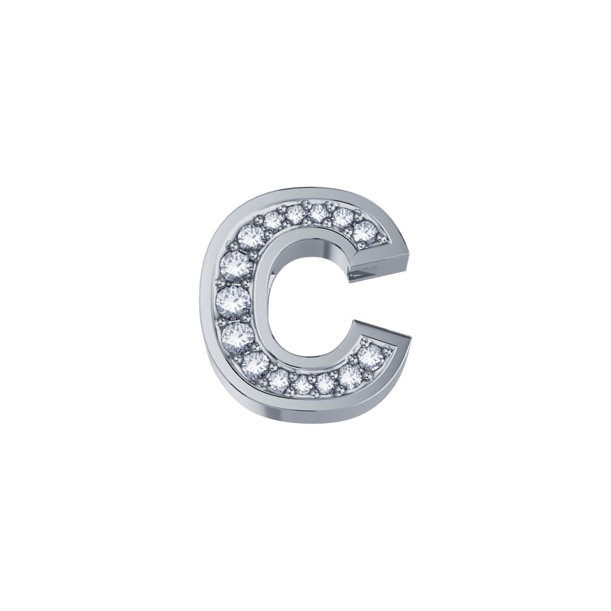 ELEMENTO LETTERA C IN ORO BIANCO E DIAMANTI