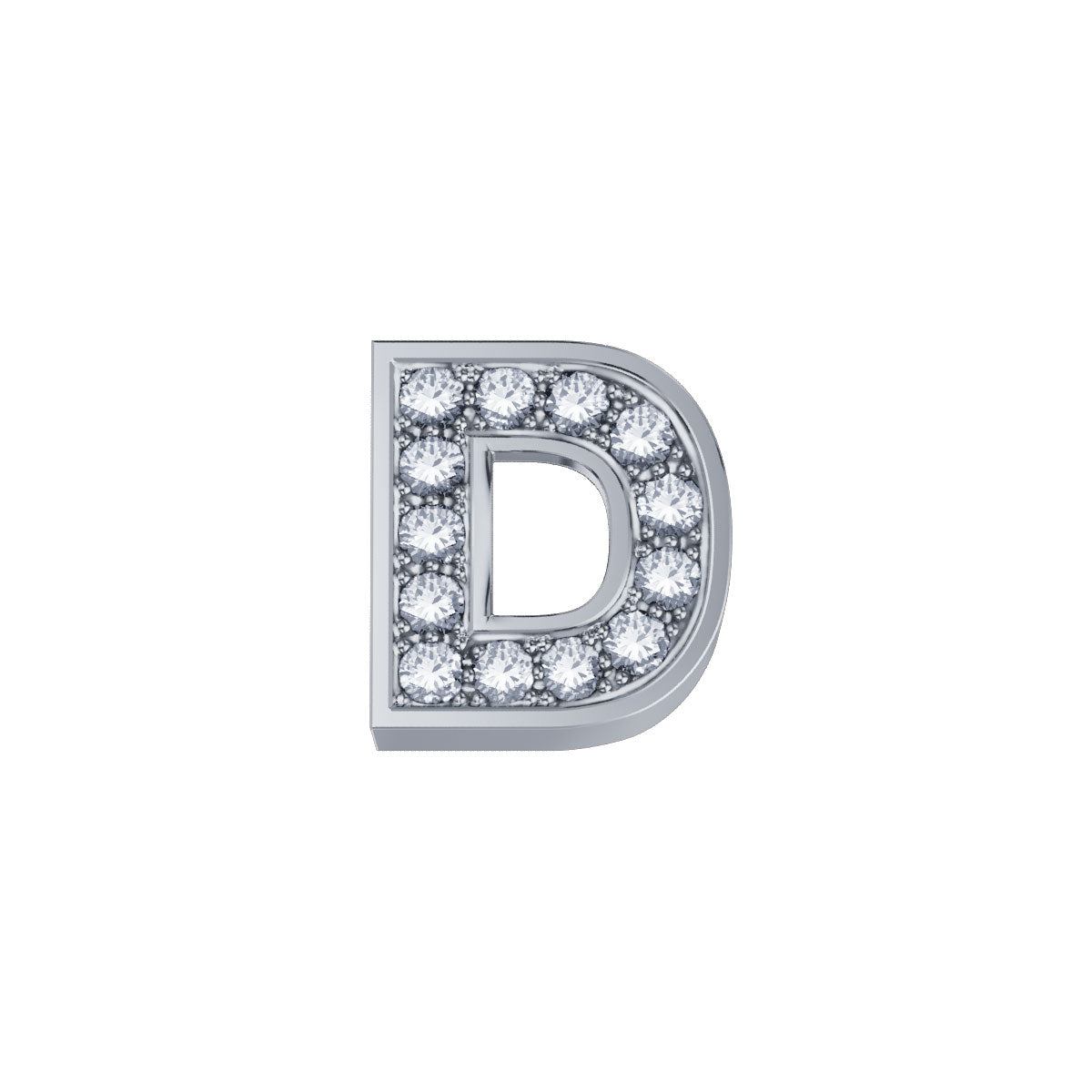 ELEMENTO LETTERA D IN ORO BIANCO E DIAMANTI