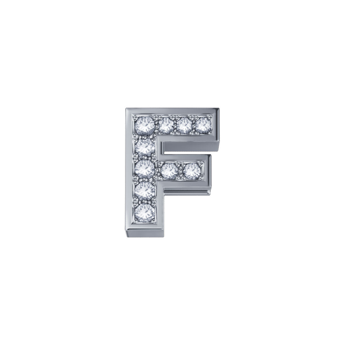 ELEMENTO LETTERA F IN ORO BIANCO E DIAMANTI
