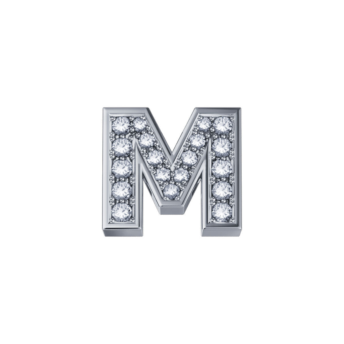 ELEMENTO LETTERA M IN ORO BIANCO E DIAMANTI