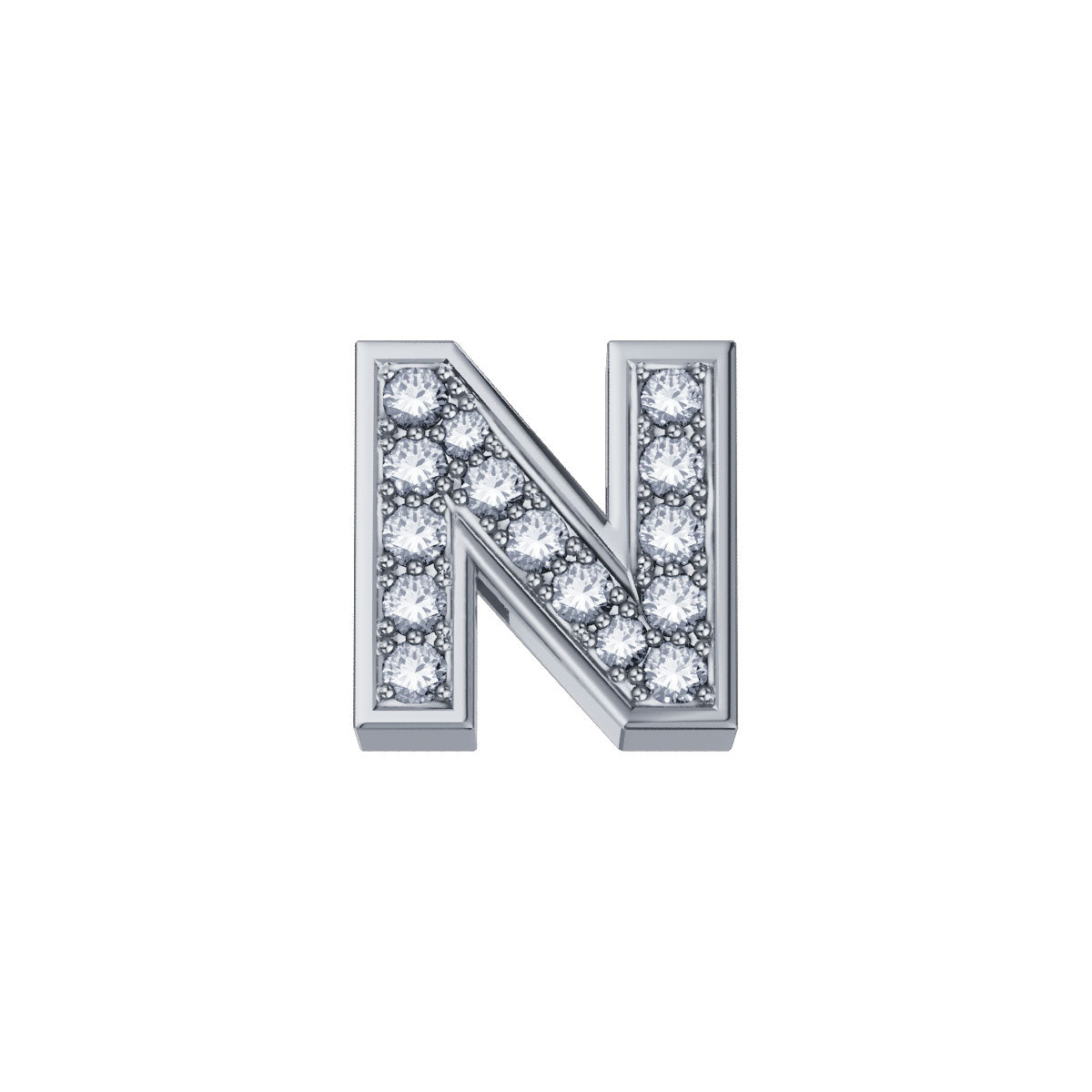 ELEMENTO LETTERA N IN ORO BIANCO E DIAMANTI