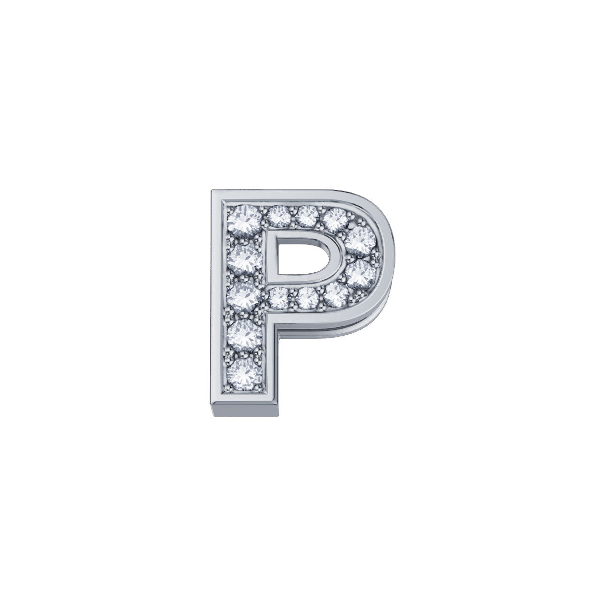 ELEMENTO LETTERA P IN ORO BIANCO E DIAMANTI