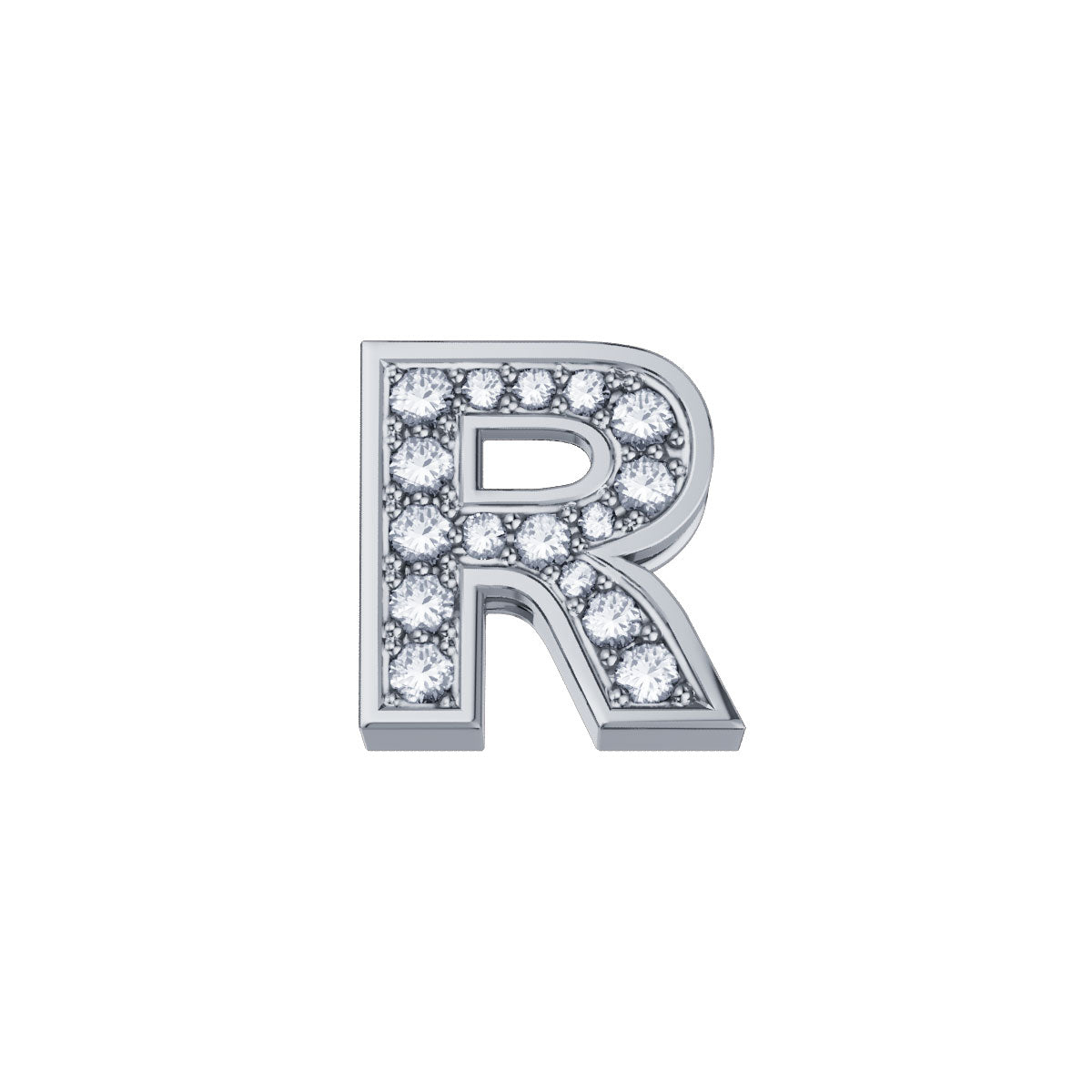 ELEMENTO LETTERA R IN ORO BIANCO E DIAMANTI