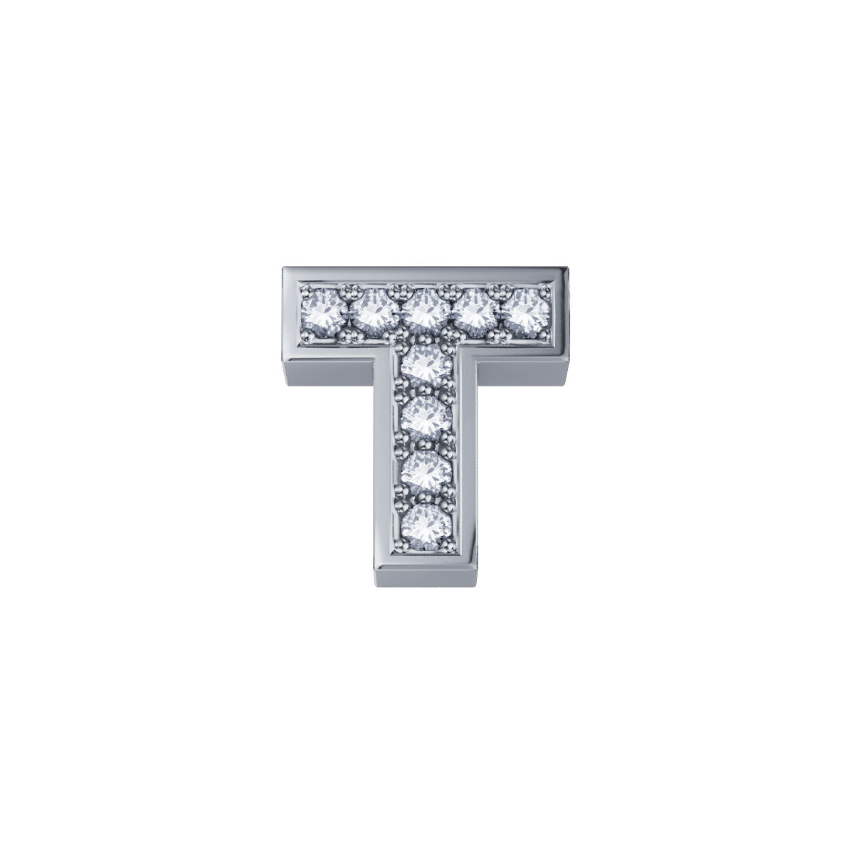 ELEMENTO LETTERA T IN ORO BIANCO E DIAMANTI