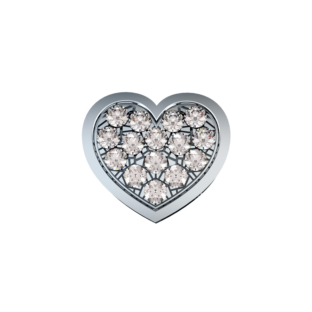 ELEMENTO CUORE GRANDE IN ORO BIANCO E DIAMANTI