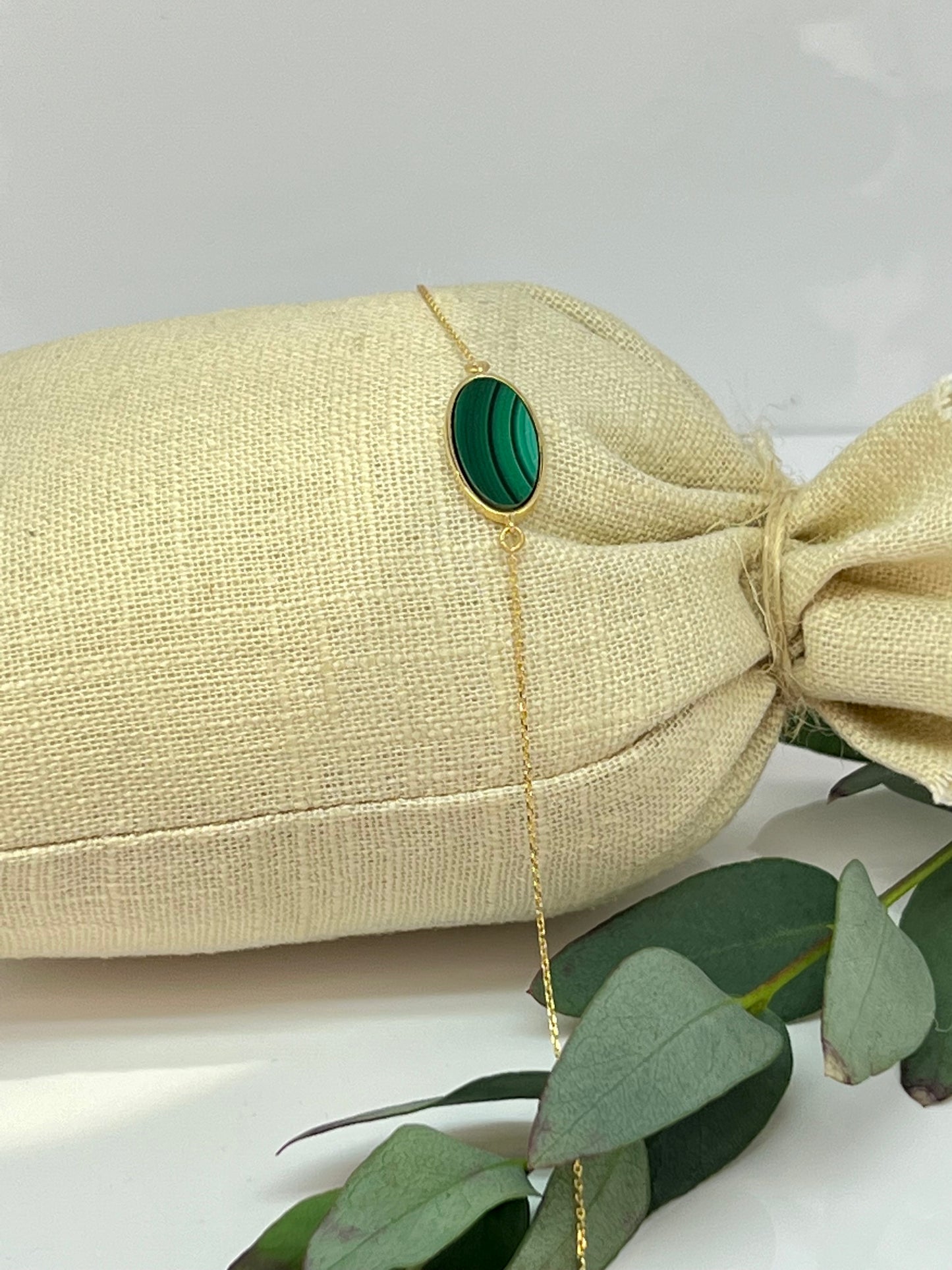 BRACCIALE IN ORO CON AGATA O MALACHITE