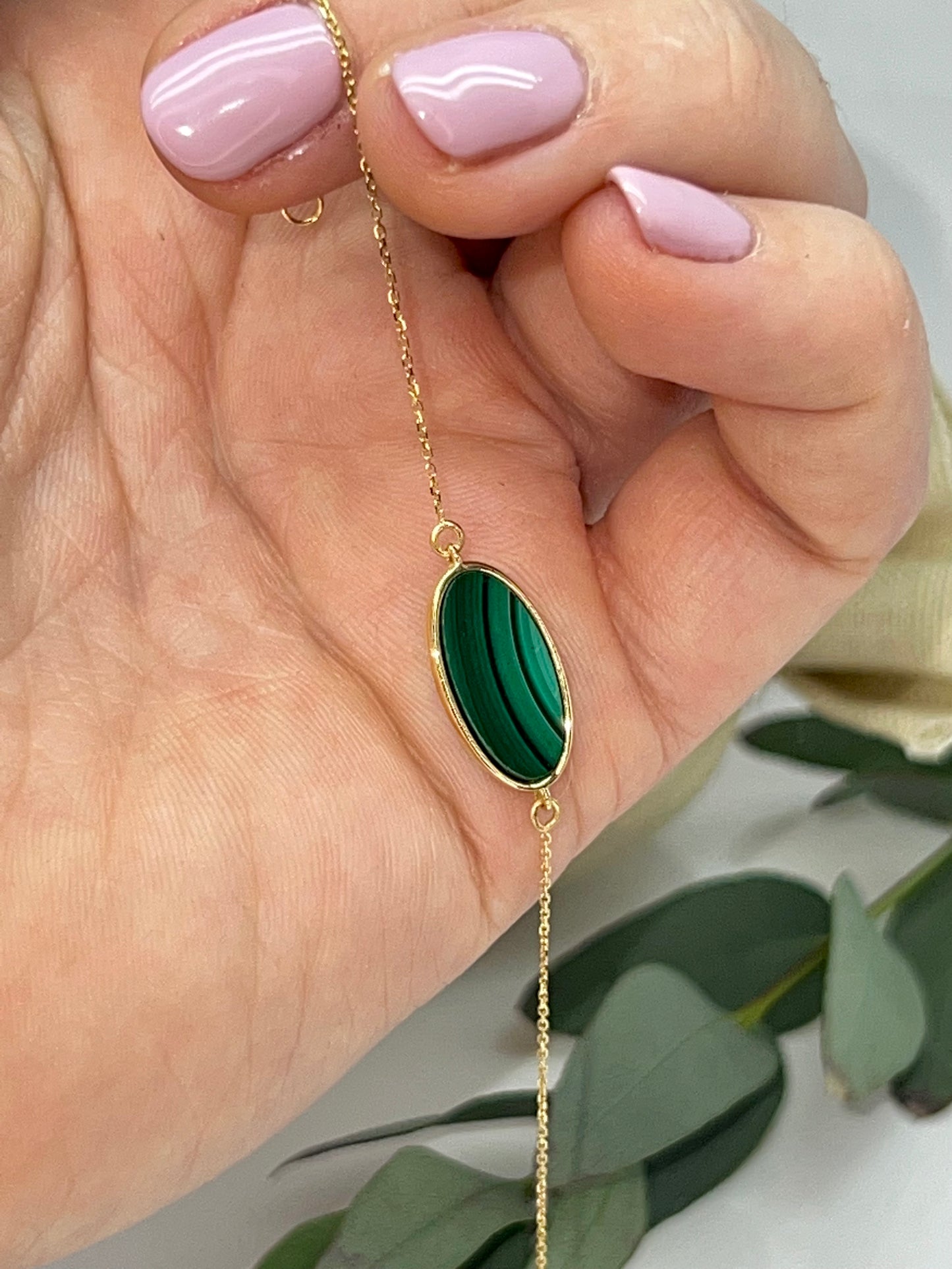 BRACCIALE IN ORO CON AGATA O MALACHITE