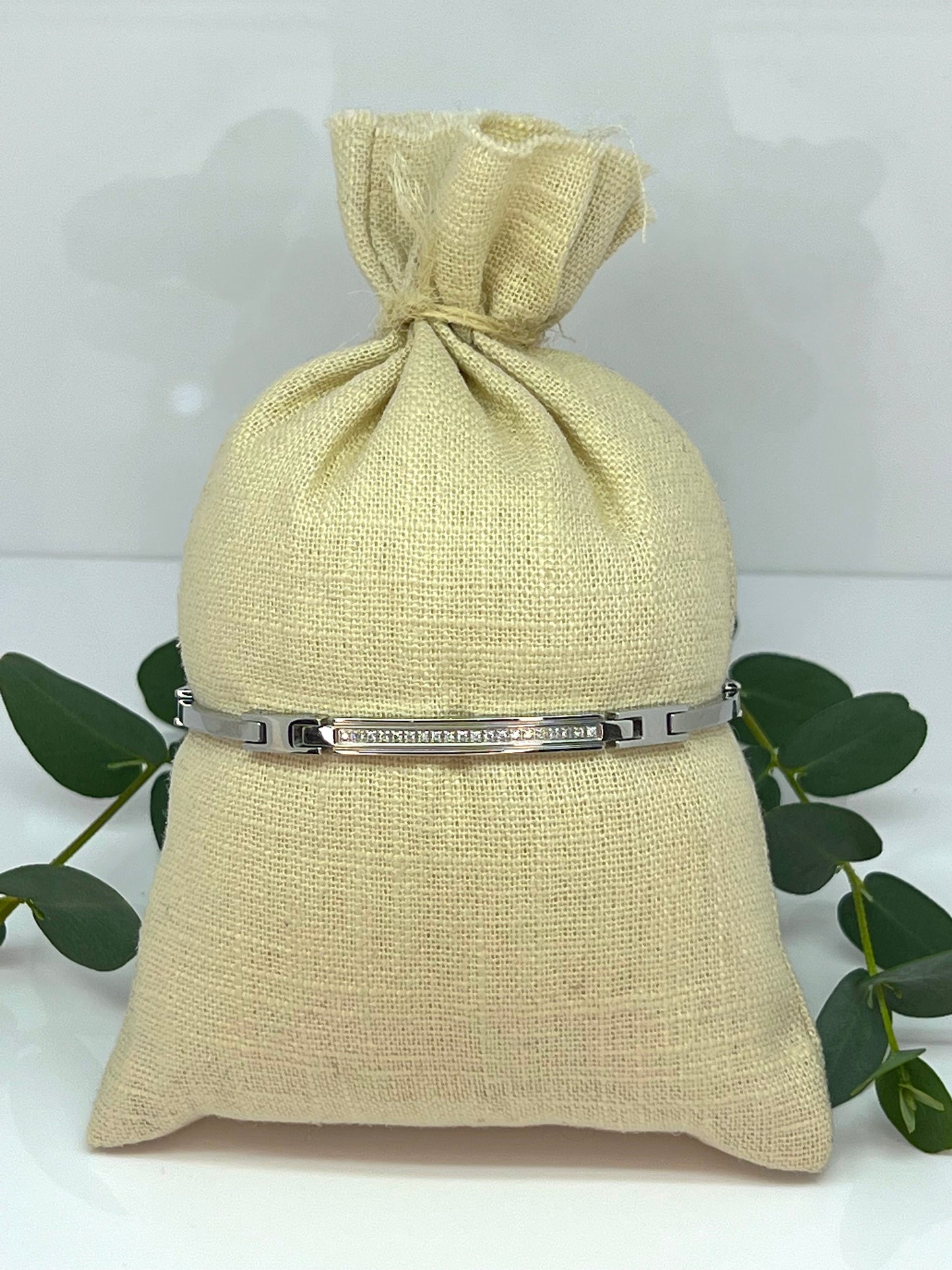 BRACCIALE IN ACCIAIO E DIAMANTI