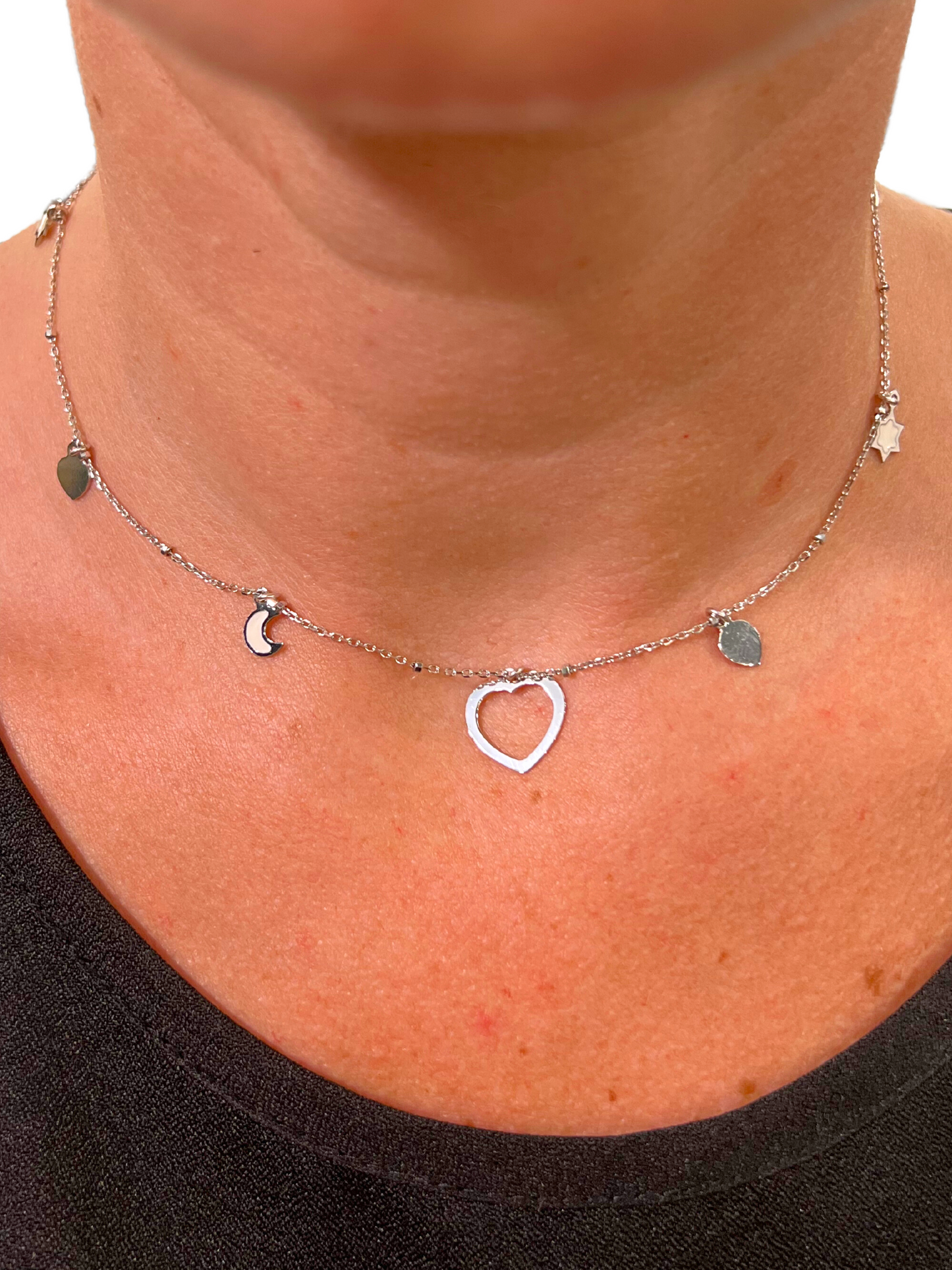 COLLANA CON CUORE CENTRALE E CIONDOLI