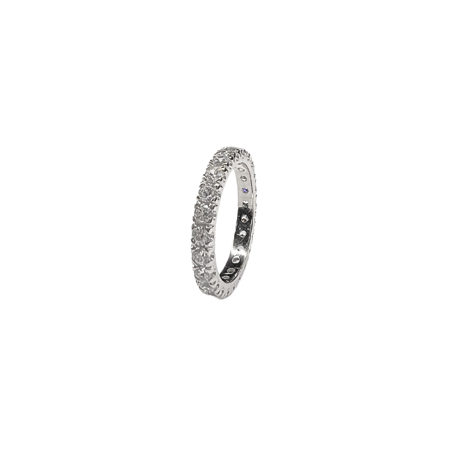 Donipreziosi Anello Veretta Infinity In Argento 925 Rodiato Con Zirconi Bianchi 2mm – Made In Italy, Ipoallergenico