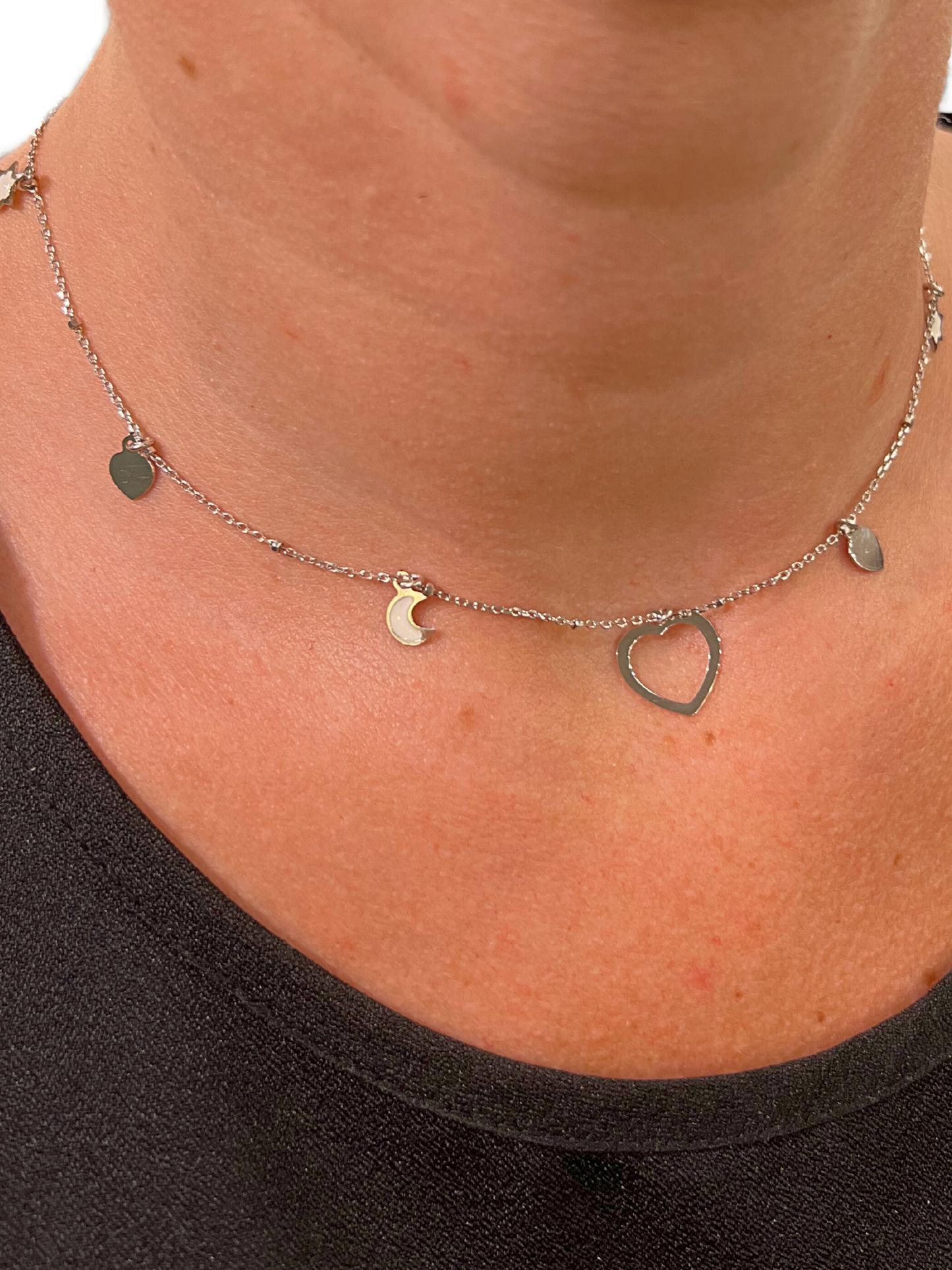 COLLANA CON CUORE CENTRALE E CIONDOLI