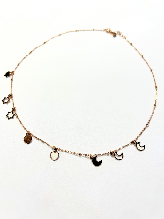 COLLANA LUNE, STELLE E CUORI