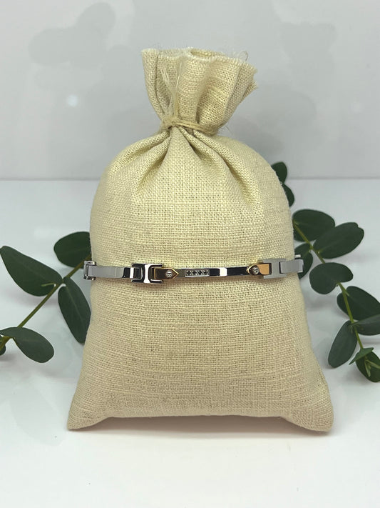 BRACCIALE IN ACCIAIO CON DIAMANTI NERI