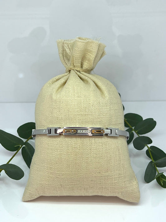 BRACCIALE IN ACCIAIO E DIAMANTI